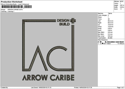 Arrowtext Embroidery File 6 sizes
