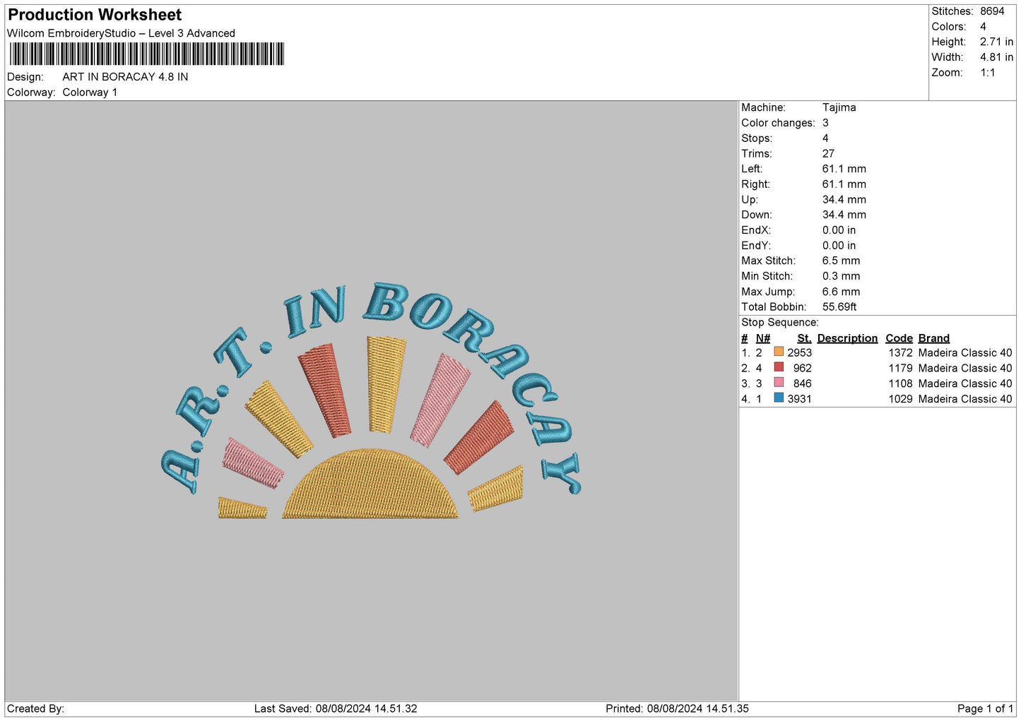 Boracaytext Embroidery File 6 sizes