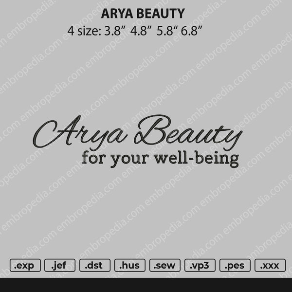 Arya Beauty Embroidery File 4 size