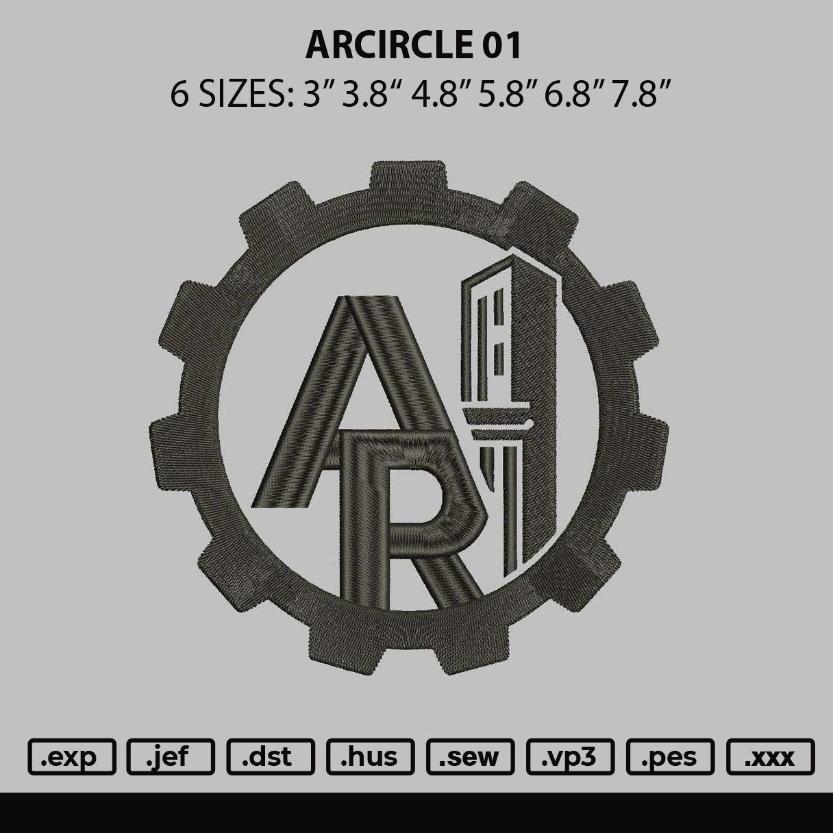 Arcircle 01 Embroidery File 6 sizes