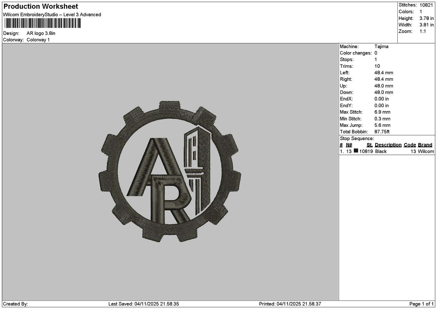 Arcircle 01 Embroidery File 6 sizes