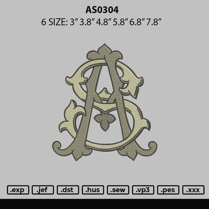 As0304 Embroidery File 6 sizes