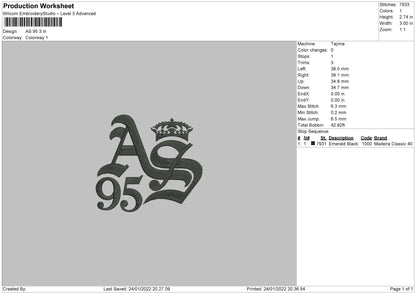 AS 95 king Embroidery File 4 size
