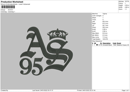 AS 95 king Embroidery File 4 size