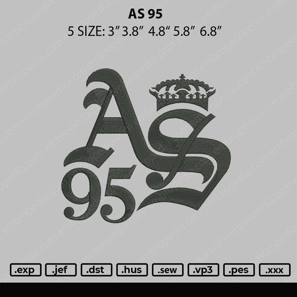 AS 95 Embroidery File 4 size