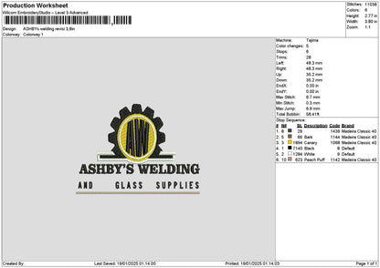Ashbystext Embroidery File 6 sizes