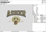 Asher Dog Embroidery File 6 sizes