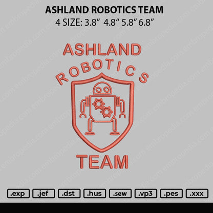 Ashland Robotic Team Embroidery File 4 size