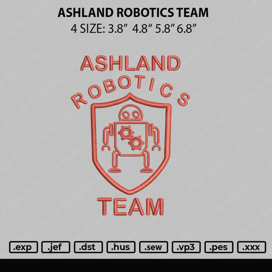 Ashland Robotic Team Embroidery File 4 size