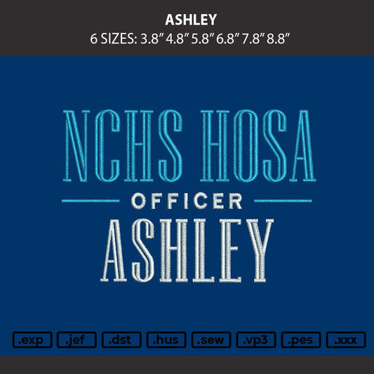 Ashley Embroidery Machine Design File 6 sizes