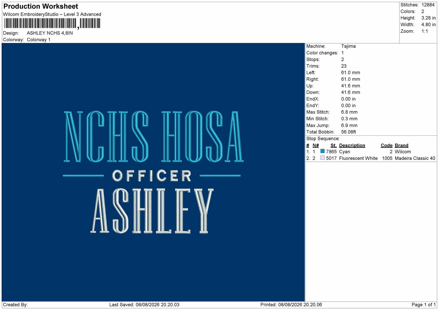 Ashley Embroidery Machine Design File 6 sizes