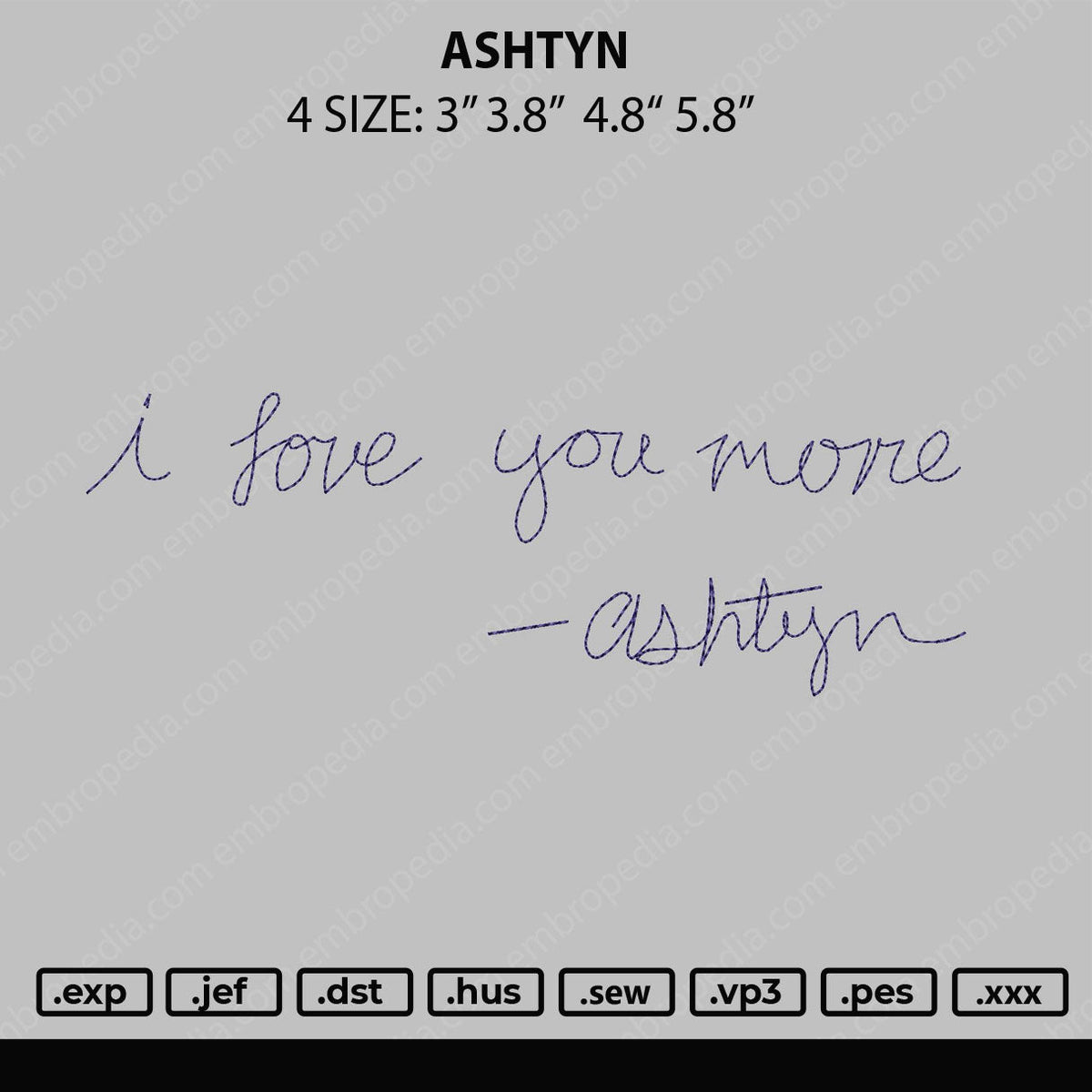 Ashtyn Embroidery File 4 size