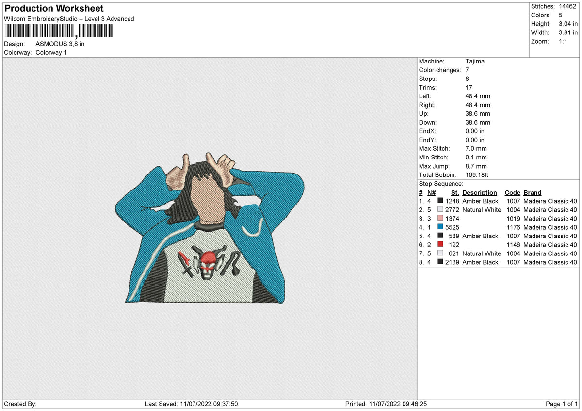 Asmodus Embroidery File 4 sizes
