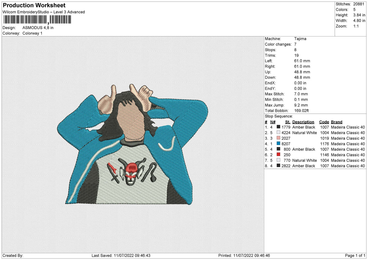 Asmodus Embroidery File 4 sizes