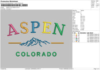 Aspen Colorado Embroidery File 5 sizes