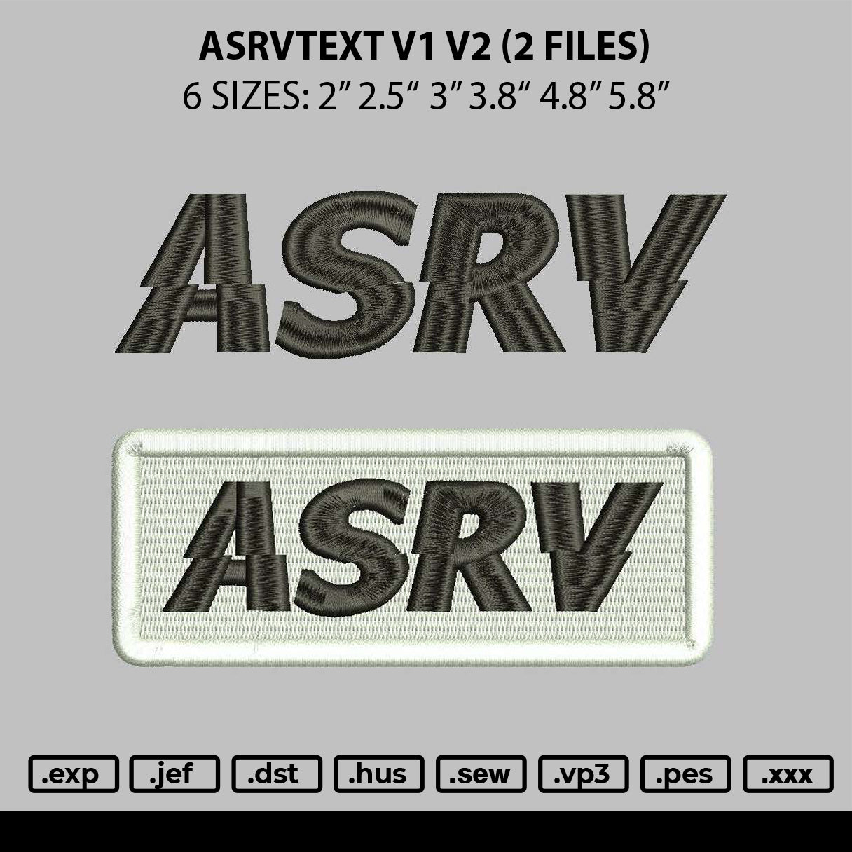 Asrvtext Embroidery 2 Files