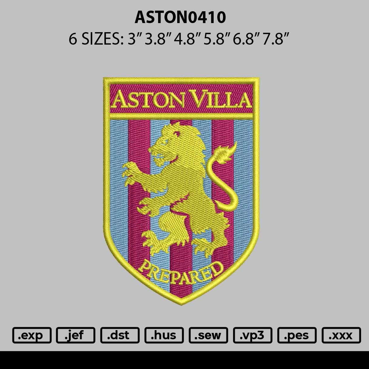 Aston0410 Embroidery File 6 sizes