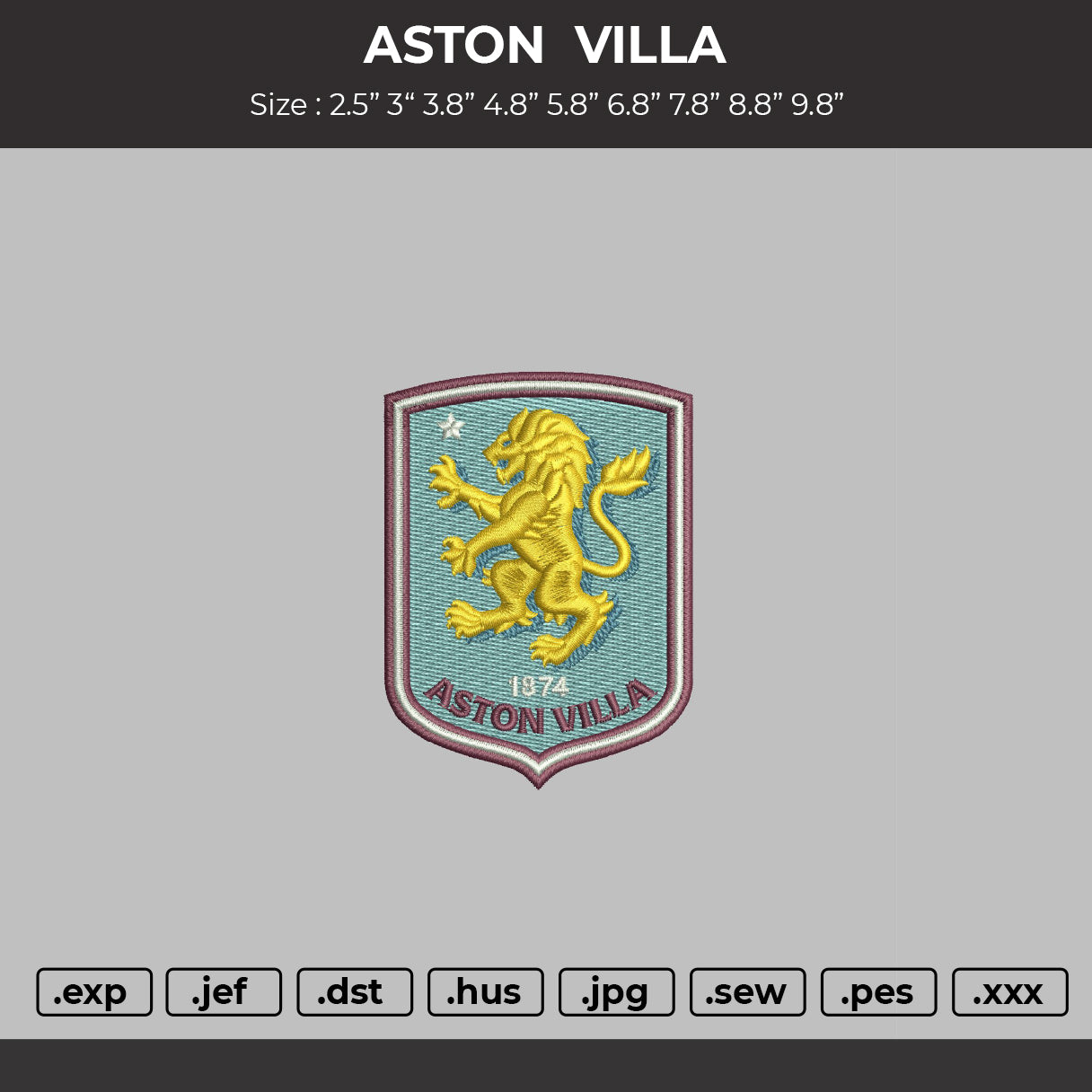 Aston Villa  Embroidery Machine Design  File