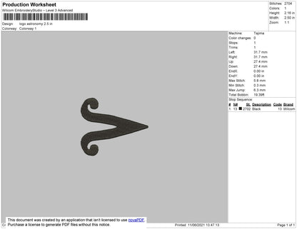 Logo Astronomy Embroidery File 4 size