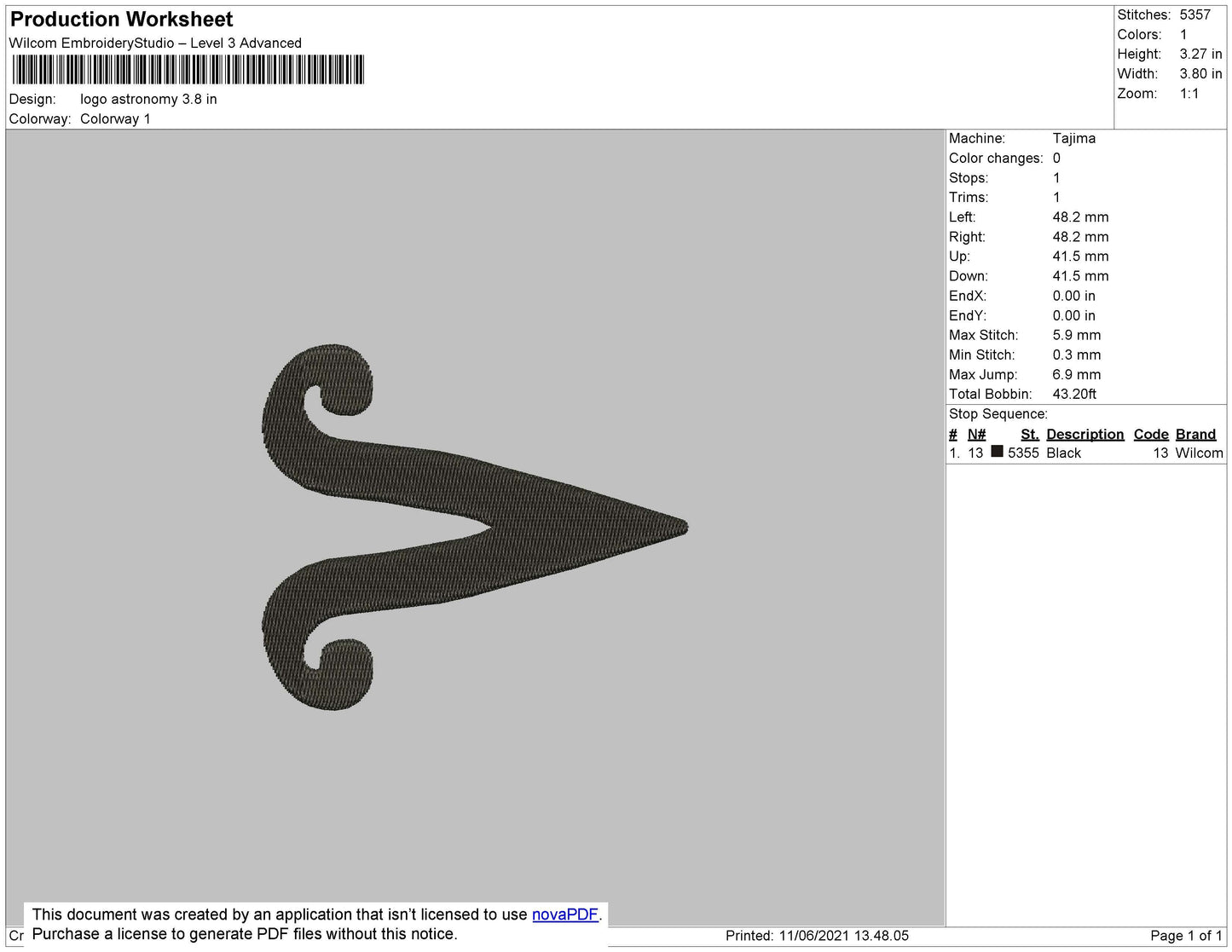 Logo Astronomy Embroidery File 4 size