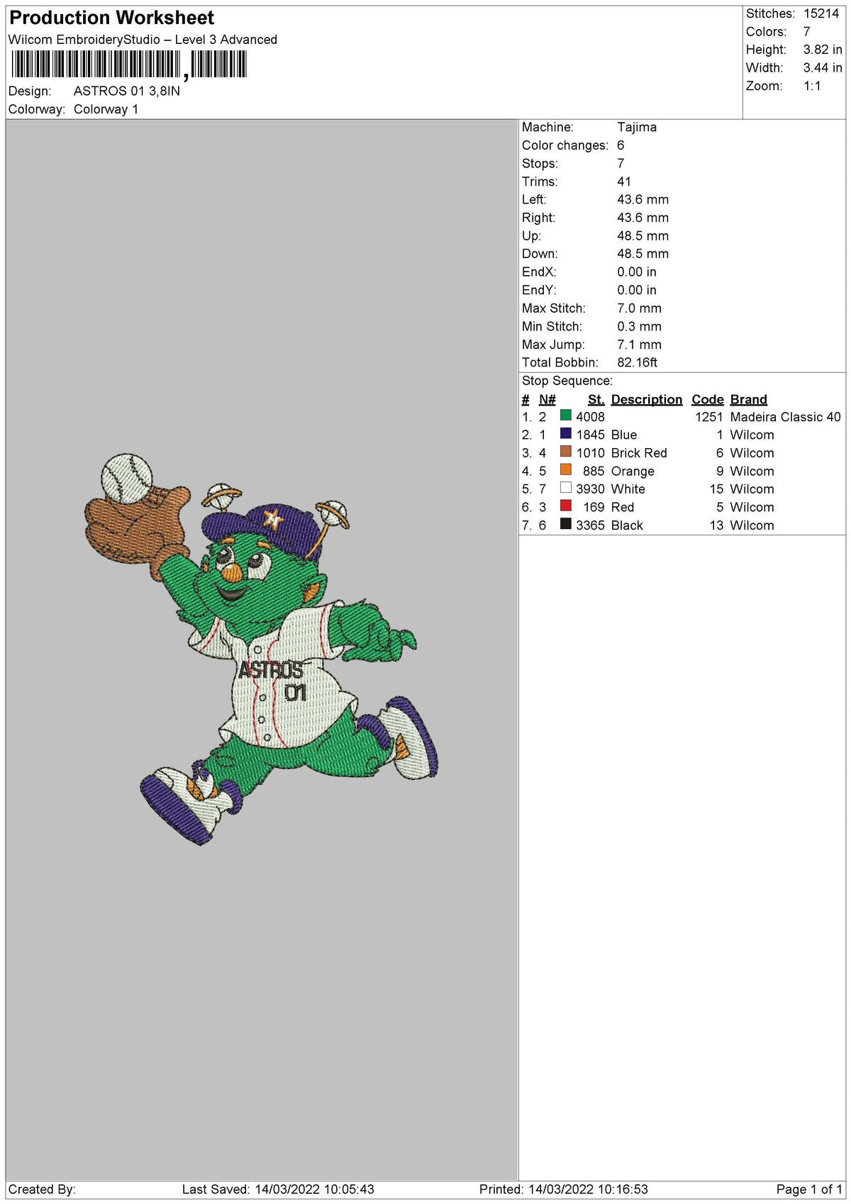 Astros 01 Embroidery File 4 size