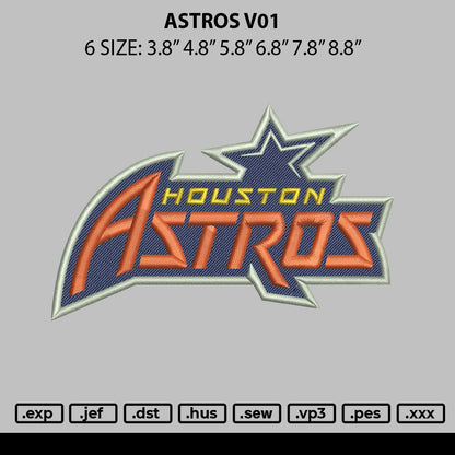 Astros V01 Embroidery File 6 sizes