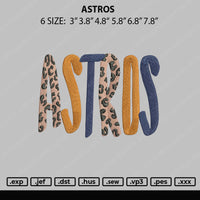 Astros Embroidery File 6 sizes