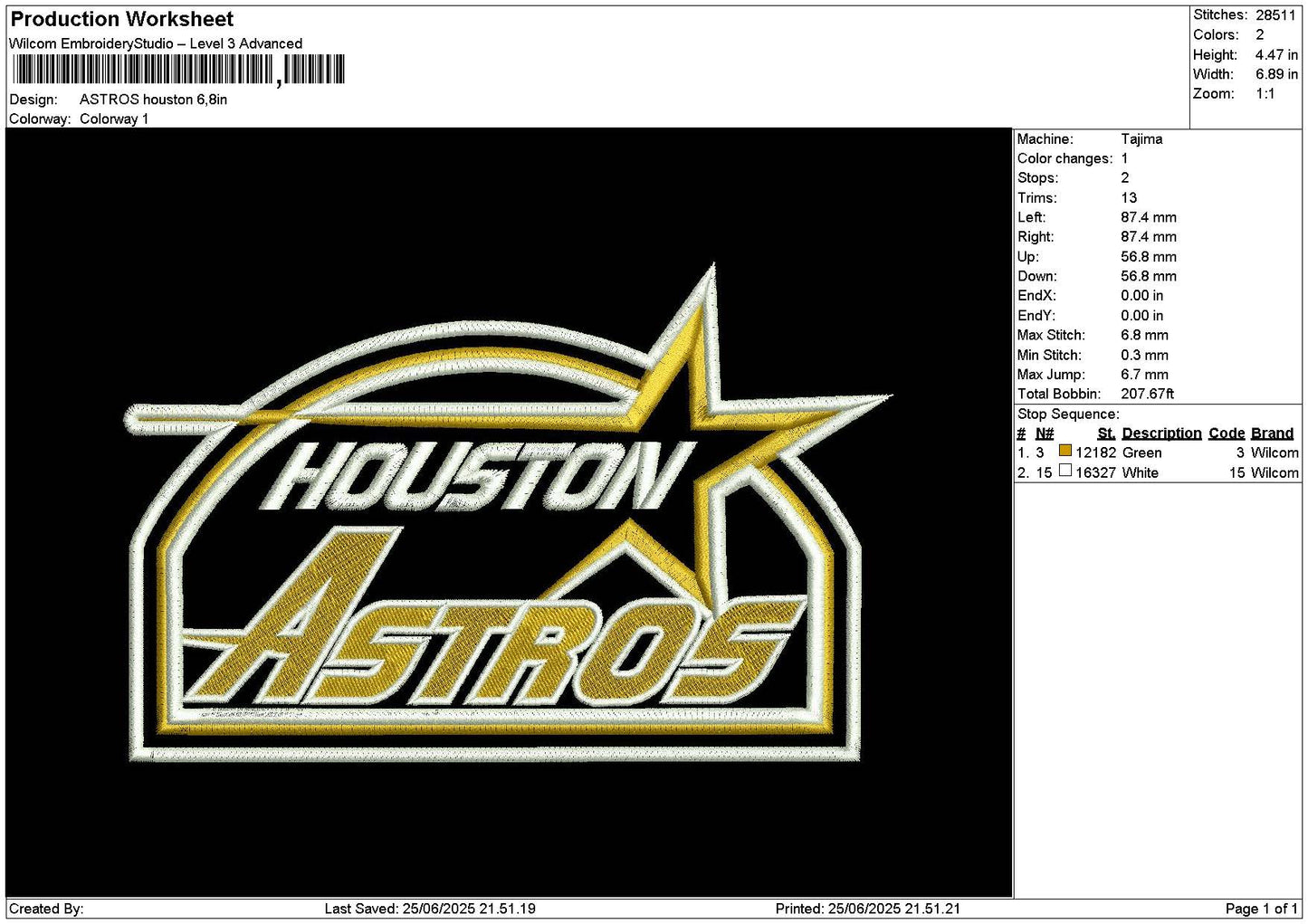 Astrostext 2506 Embroidery File 6 sizes