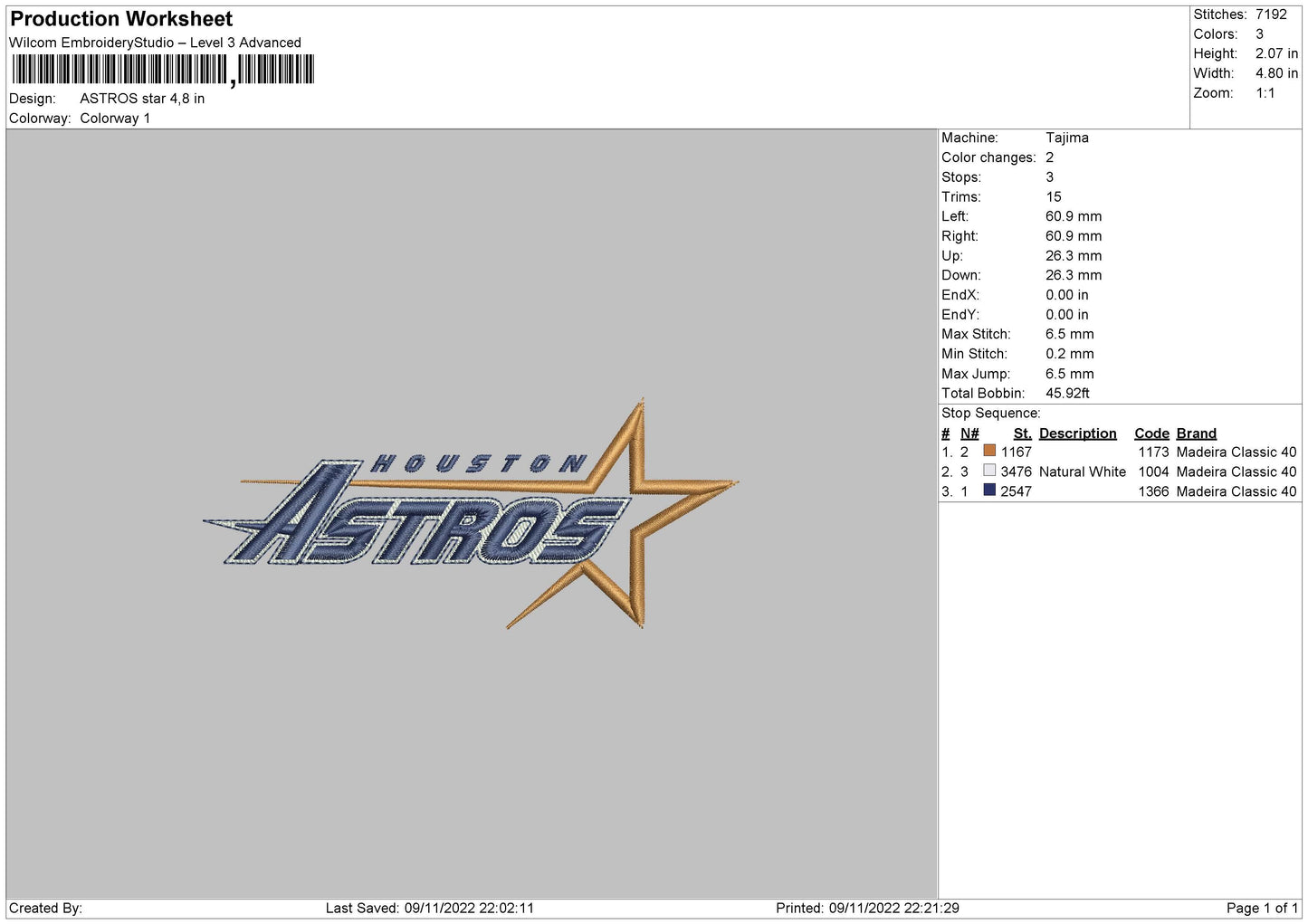Astros Star Embroidery File 6 sizes