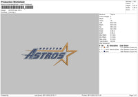 Astros Star Embroidery File 6 sizes