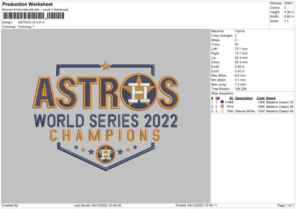 Astros V5 Embroidery File 6 sizes