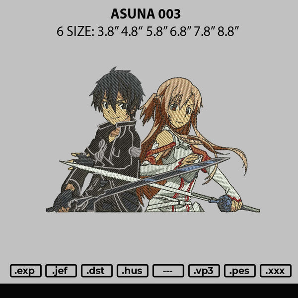 Asuna003 Embroidery File 6 sizes