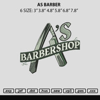 As Barber Embroidery File 6 sizes