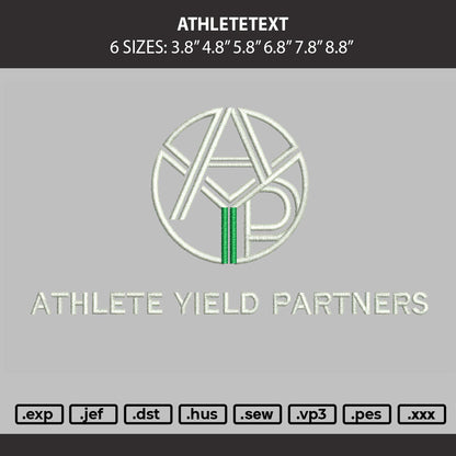 Athletetext Embroidery Machine Design File 6 sizes