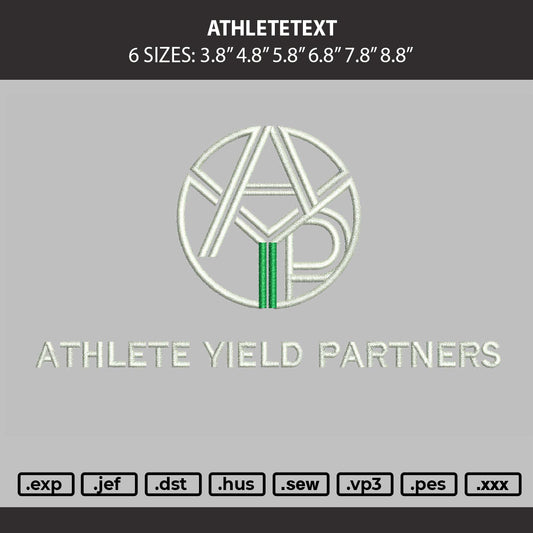 Athletetext Embroidery Machine Design File 6 sizes