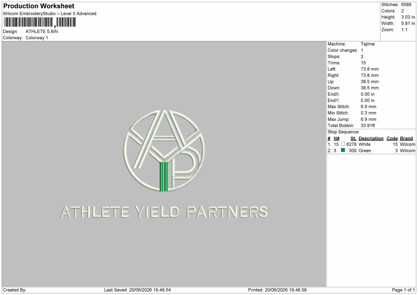 Athletetext Embroidery Machine Design File 6 sizes