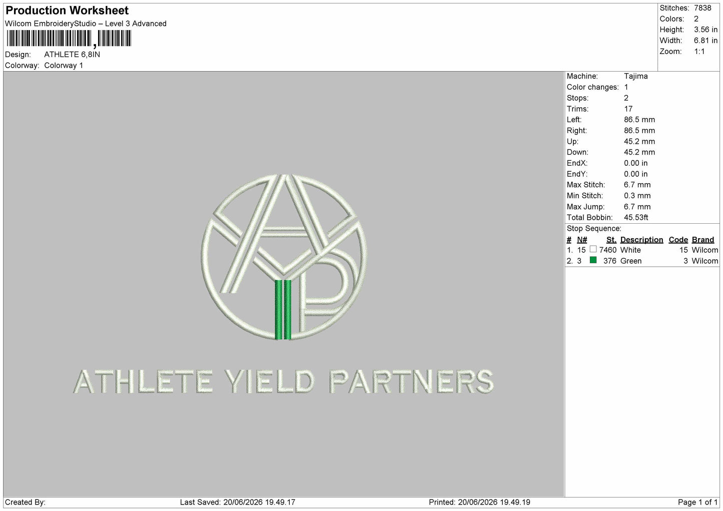 Athletetext Embroidery Machine Design File 6 sizes