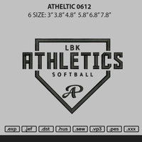 Athletic 0612 Embroidery File 6 sizes