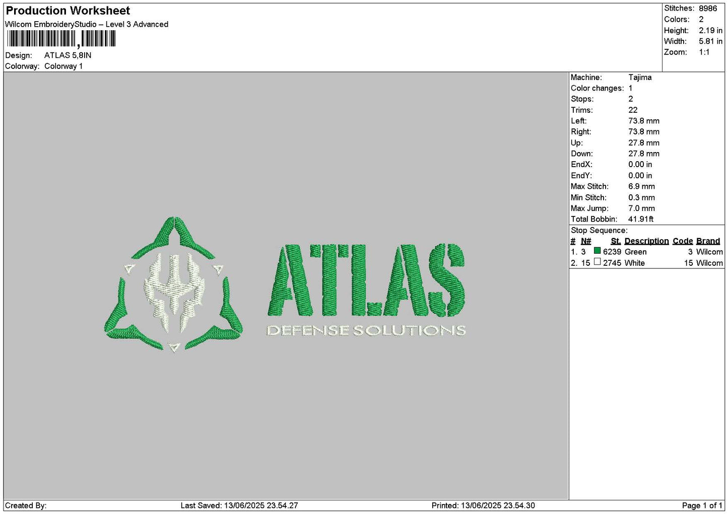 Atlastext Embroidery File 6 sizes