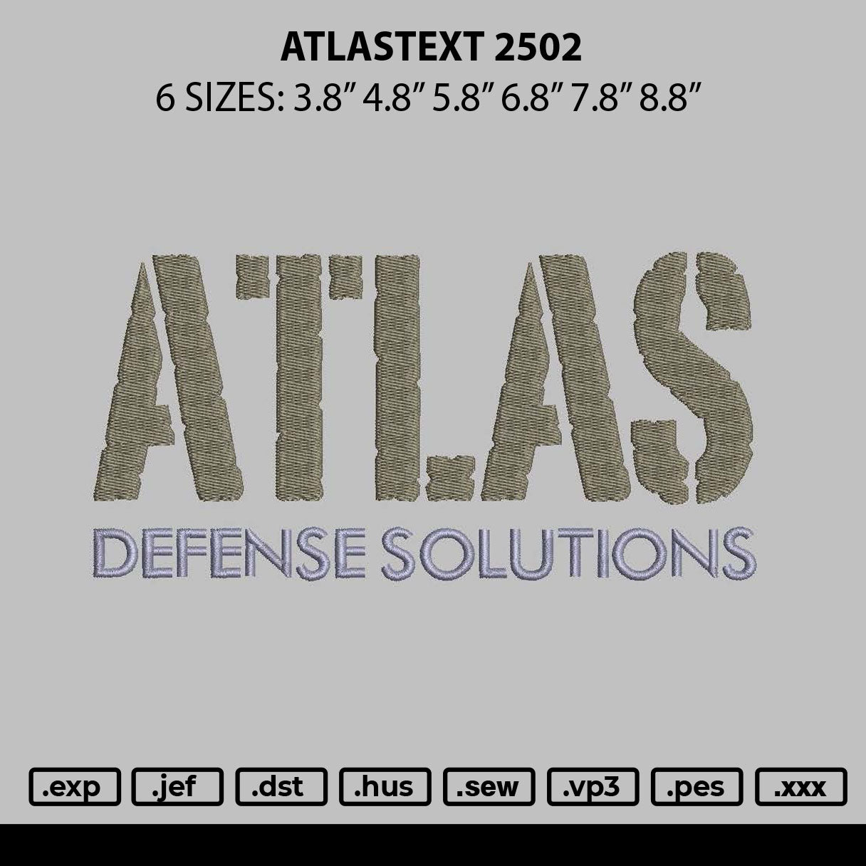 Atlastext 2502 Embroidery File 6 sizes
