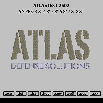 Atlastext 2502 Embroidery File 6 sizes