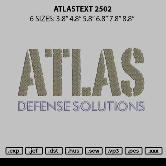 Atlastext 2502 Embroidery File 6 sizes