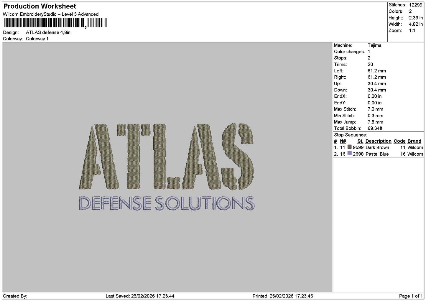 Atlastext 2502 Embroidery File 6 sizes