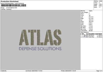 Atlastext 2502 Embroidery File 6 sizes