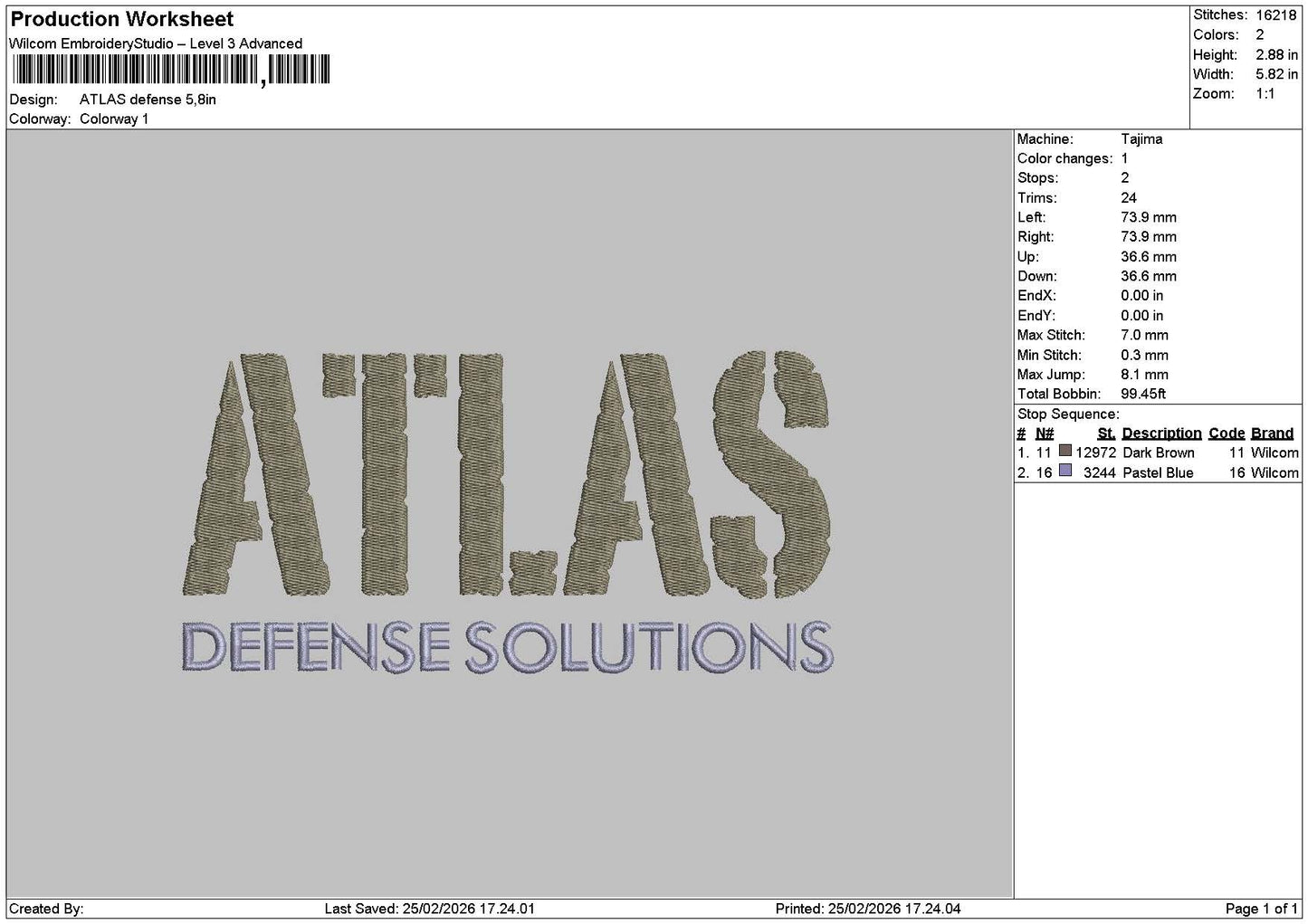 Atlastext 2502 Embroidery File 6 sizes