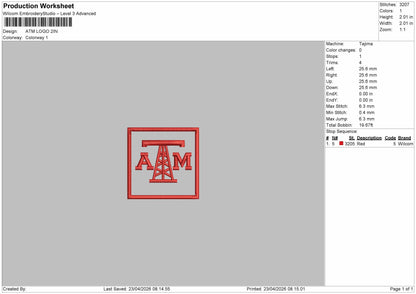 ATM LOGO  Embroidery File 6 sizes