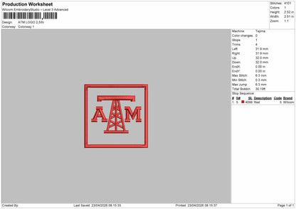 ATM LOGO  Embroidery File 6 sizes