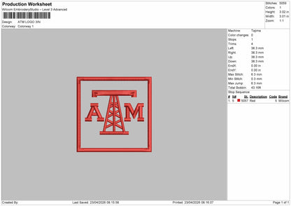 ATM LOGO  Embroidery File 6 sizes
