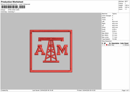 ATM LOGO  Embroidery File 6 sizes