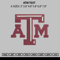 Atm Text Embroidery File 6 sizes